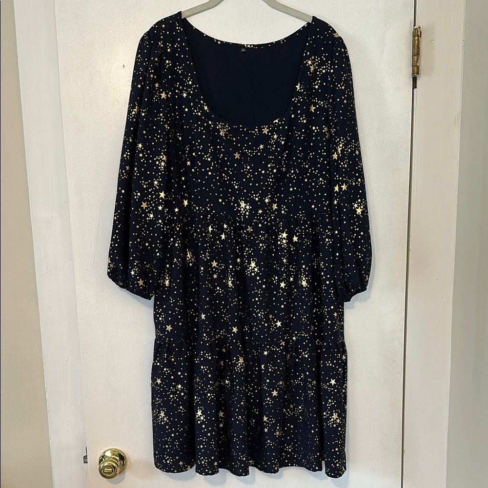 Starry Night Dress with Gold Accents
